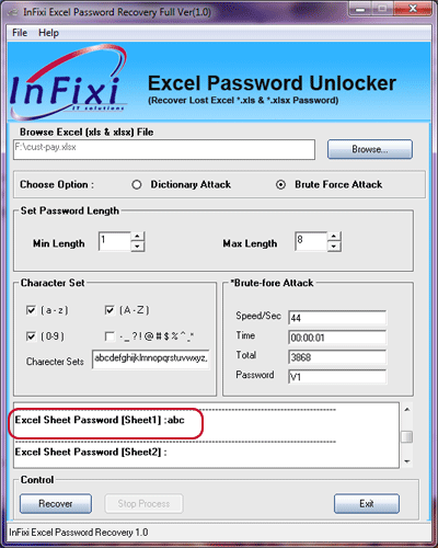 Excel Password Recovery 1.0